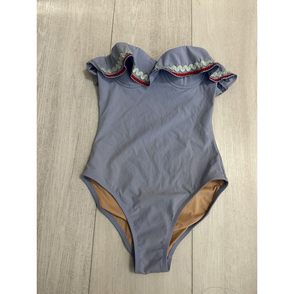 J Crew One Piece‎ Swimsuite Sz 0 - Blue - Flounce Underwire Strapless
